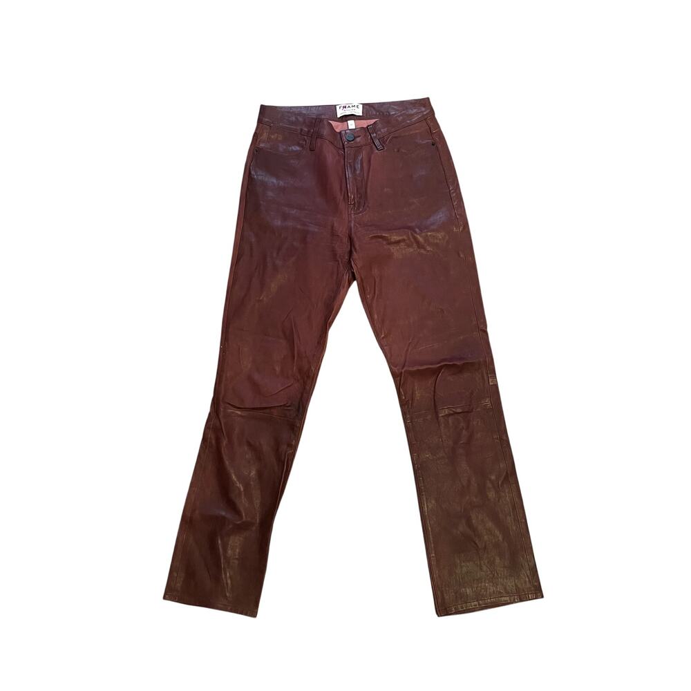 Frame Brand Burgundy Genuine Leather Jeans Pants - Sz 27